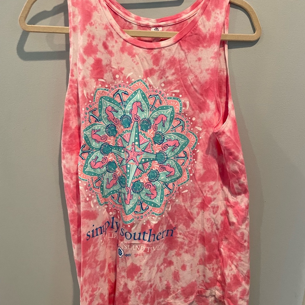 Simply Southern Pink Tie-Dye Tank Top
